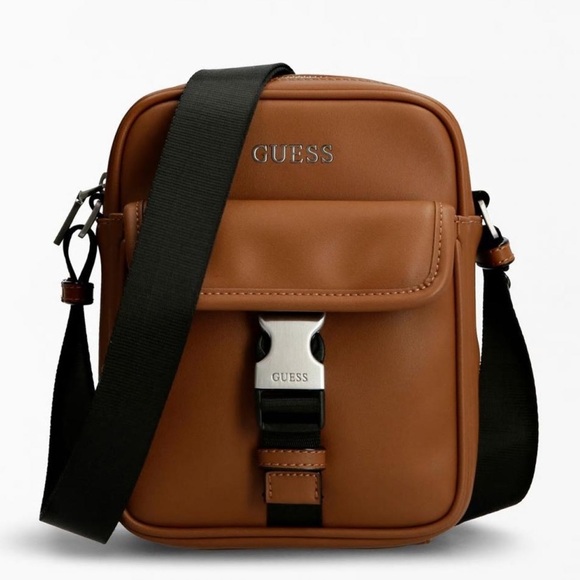 New Guess Scala Crossbody Bag Front Pocket Brown - Picture 4 of 5